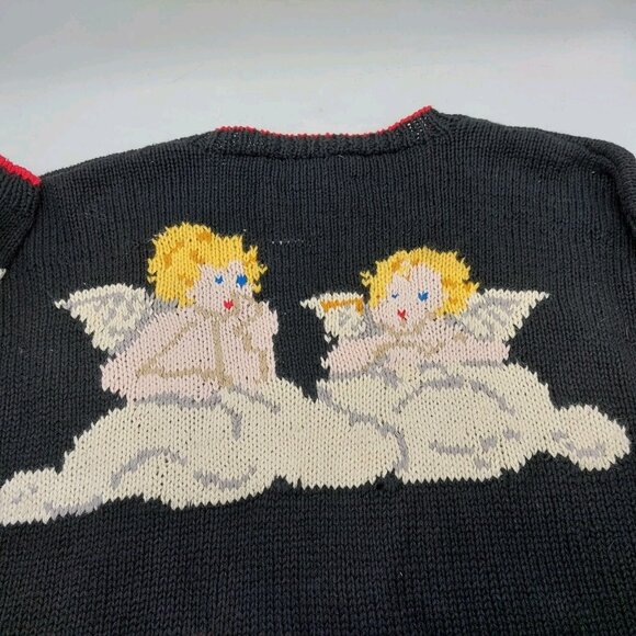 Design Options Christmas Cardigan Size Large Cherub Months Angel Sweater READ - Picture 15 of 15